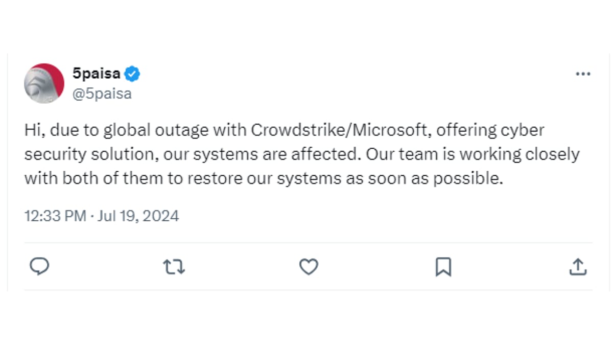 Screengrab of 5Paisa's response